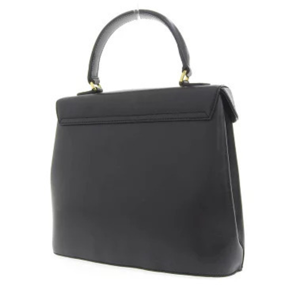 Salvatore Ferragamo Black Leather Handbag Logo